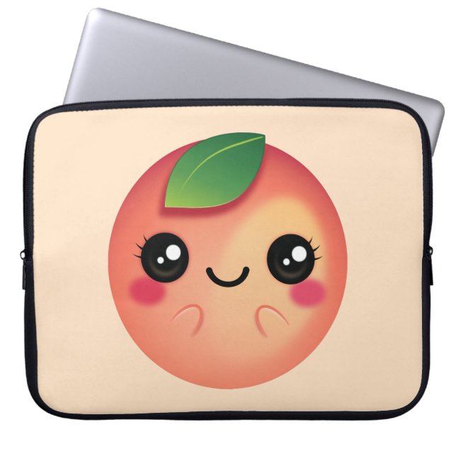 Kawaii Peach Laptop Sleeve (Front)