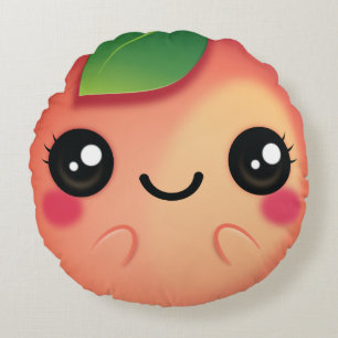 Kawaii Peach Round Cushion