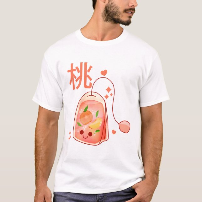 Kawaii Peach Tea Bag  T-Shirt (Front)