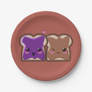 Kawaii Peanut Butter and Jelly Friends Paper Plate