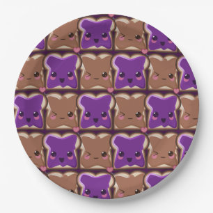 Kawaii Peanut Butter and Jelly Friends Paper Plate