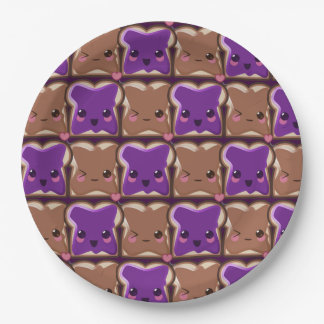 Kawaii Peanut Butter and Jelly Friends Paper Plate