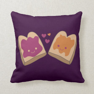 Kawaii Peanut Butter and Jelly Throw Pillow
