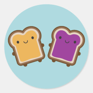 Kawaii Peanut Butter & Jelly Sandwich Couple Classic Round Sticker