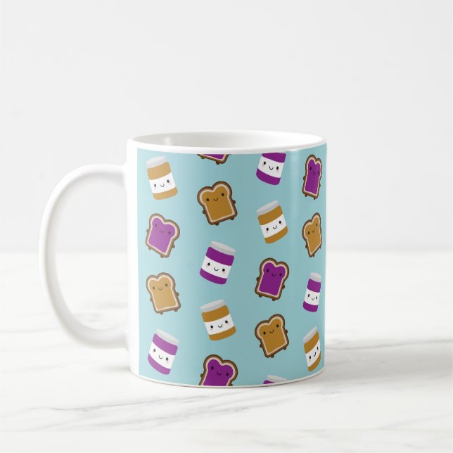 Kawaii Peanut Butter & Jelly Sandwich Couple Coffee Mug (Left)