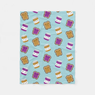 Kawaii Peanut Butter & Jelly Sandwich Couple Fleece Blanket