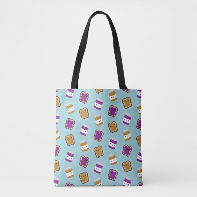 Kawaii Peanut Butter & Jelly Sandwich Couple Tote Bag (Front)