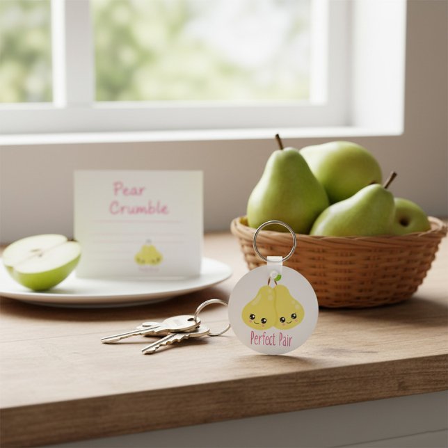 Kawaii Pear Couple Perfect Pair Funny Pun Key Ring (Creator Uploaded)