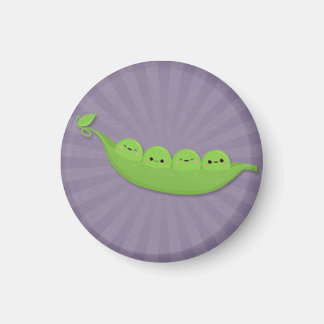 Kawaii Peas in a Pod on Purple Starburst Magnet