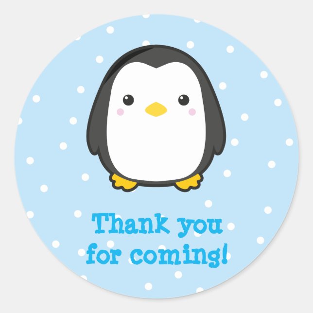 Kawaii Penguin Classic Round Sticker (Front)
