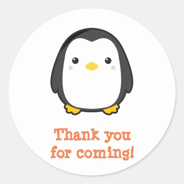 Kawaii Penguin Classic Round Sticker (Front)
