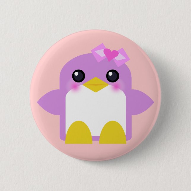 kawaii penguin girl pink sweety tweety 6 cm round badge (Front)