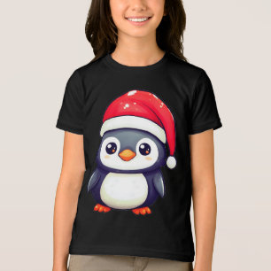 Kawaii Penguin Wearing a Cosy Santa Hat this Xmas! Tri-Blend Shirt