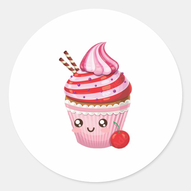 Kawaii Peppermint Surprise Cupcakes Baby T-Shirt Classic Round Sticker (Front)