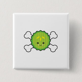 kawaii pickle slice and crossbones design 15 cm square badge