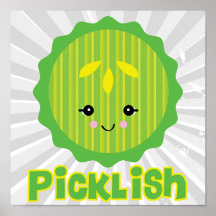 kawaii picklish pickle slice poster