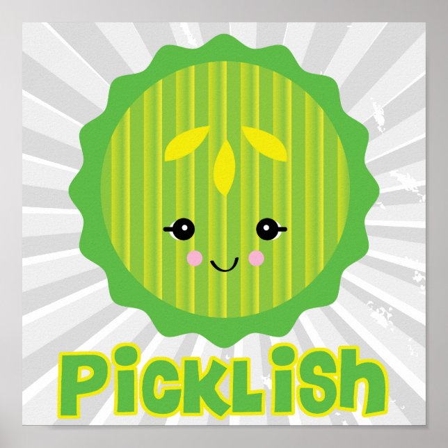kawaii picklish pickle slice poster (Front)