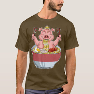 Kawaii Piglet Japanese Ramen Noodles I Otaku Anime T-Shirt