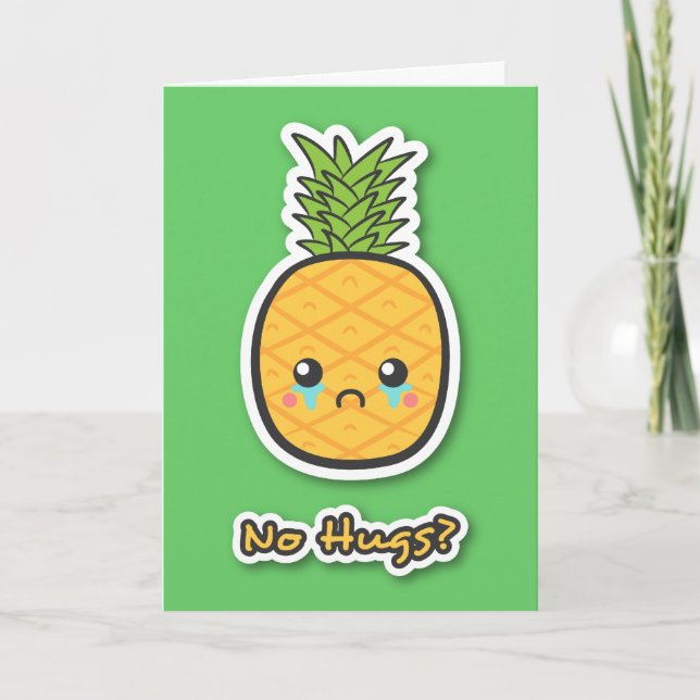 Kawaii pineapple bidding a sad farewell card (Front)