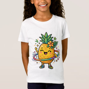 Kawaii Pineapple Hula Hoop Cute Tropical Sticker T-Shirt