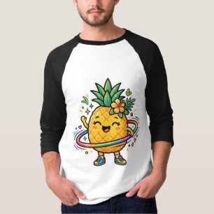 Kawaii Pineapple Hula Hoop Cute Tropical Sticker T-Shirt