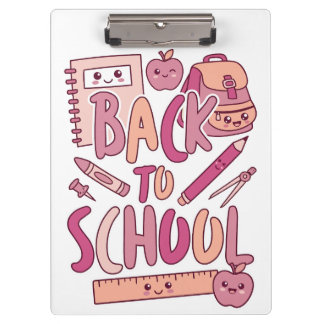 Kawaii Pink Back To School Cute Supplies Student Clipboard
