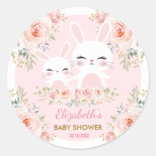 Kawaii Pink Bunny Rabbit Baby Shower Decoration Classic Round Sticker