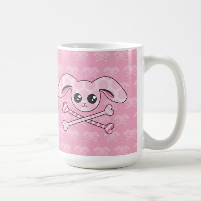Kawaii Pink Bunny Skull Coffee Mug (Right)