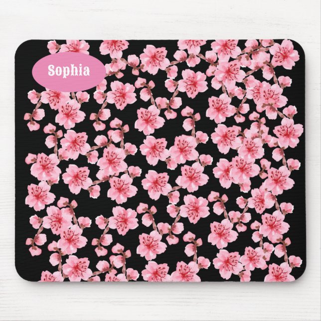 kawaii pink cherry blossoms mouse mat (Front)