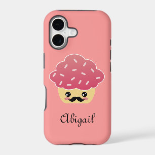 Kawaii Pink Cupcake with a Moustache