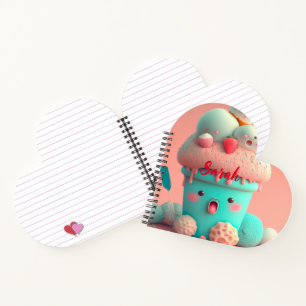 Kawaii pink cute ice cream notebook