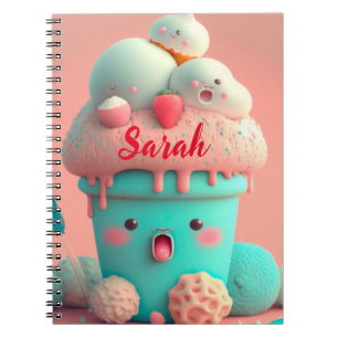 Kawaii pink cute ice cream notebook