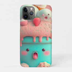 Kawaii pink cute ice cream  notebook iPhone 11 pro case
