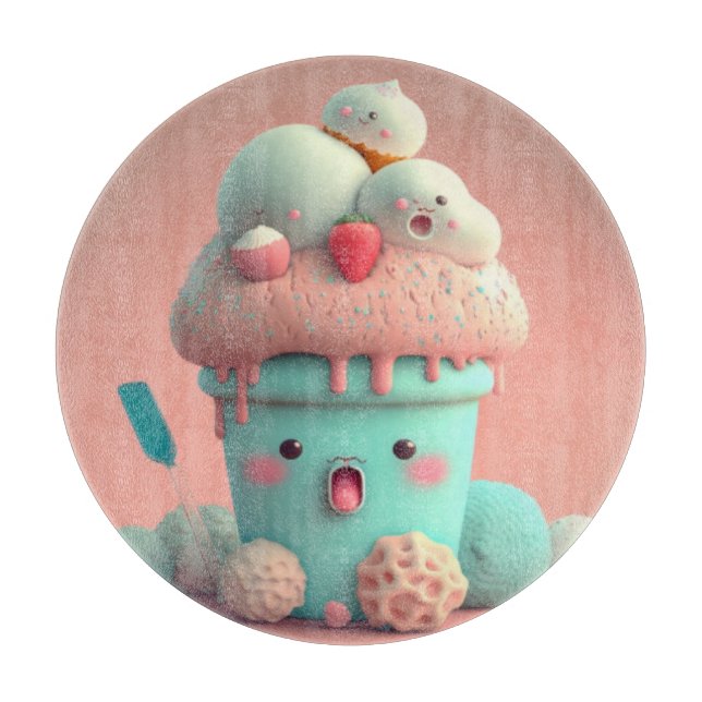 Kawaii pink cute ice cream  notebook cutting board (Front)