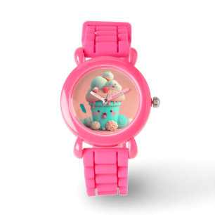 Kawaii pink cute ice cream notebook watch