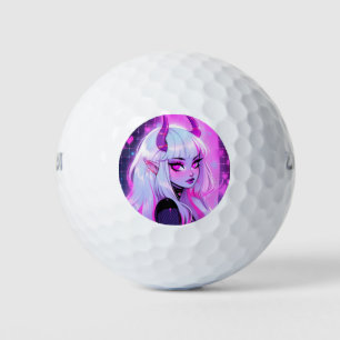 Kawaii Pink Demon Girl Golf Balls