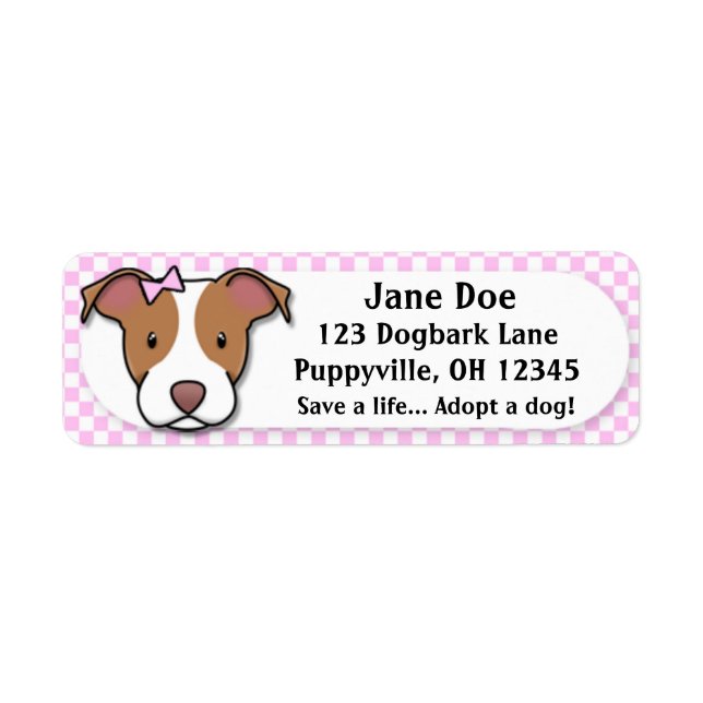 Kawaii Pink Gingham American Pit Bull Terrier (Front)