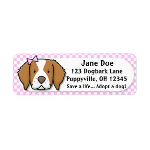 Kawaii Pink Gingham Brittany Spaniel