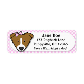 Kawaii Pink Gingham Brown Border Collie