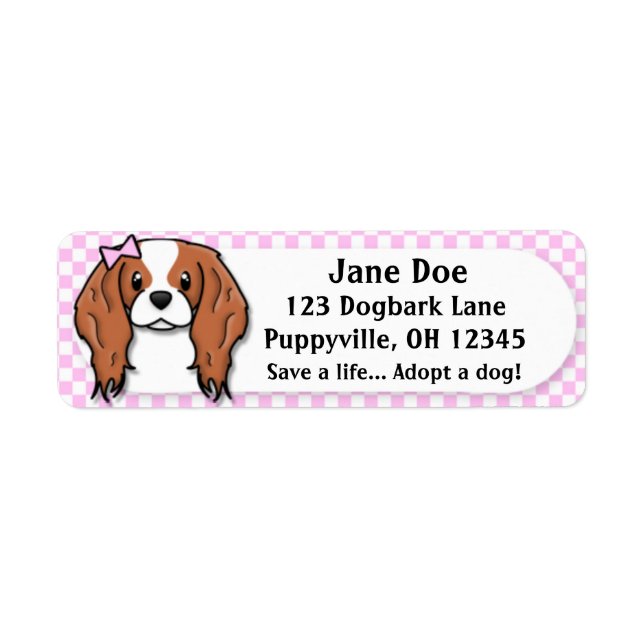 Kawaii Pink Gingham Cavalier King Charles Spaniel (Front)