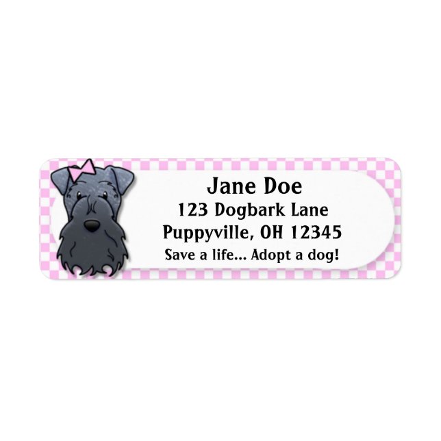 Kawaii Pink Gingham Kerry Blue Terrier (Front)