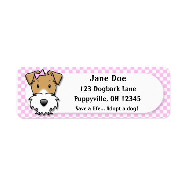 Kawaii Pink Gingham Wire Fox Terrier (Front)