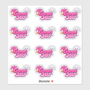 Kawaii Pink Good Job Heart & Clouds Praise