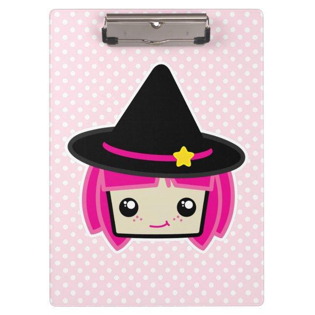 Kawaii Pink Haired Witch Clip Board (Front)