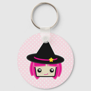 Kawaii Pink Haired Witch Keychain