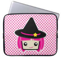 Kawaii Pink Haired Witch Laptop Sleeve