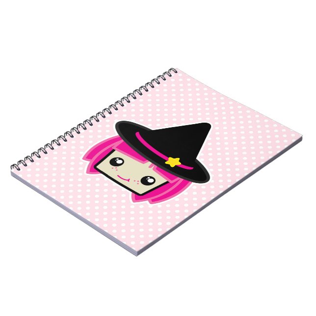 Kawaii Pink Haired Witch Notebook (Left Side)
