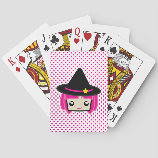 Kawaii Pink Haired Witch Playing Cards (Back)