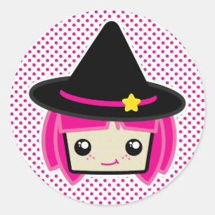 Kawaii Pink Haired Witch Stickers