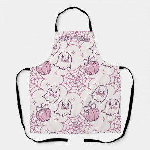 Kawaii Pink Halloween Ghosts & Pumpkin Apron